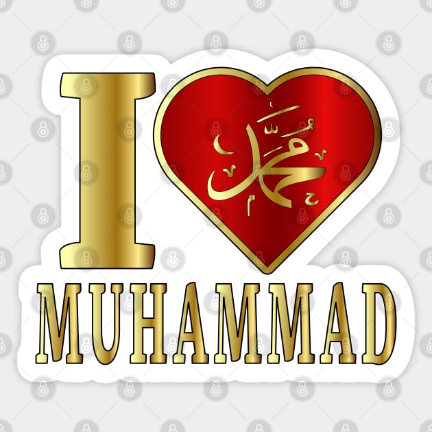 I Love Muhammad Sticker by MZeeDesigns